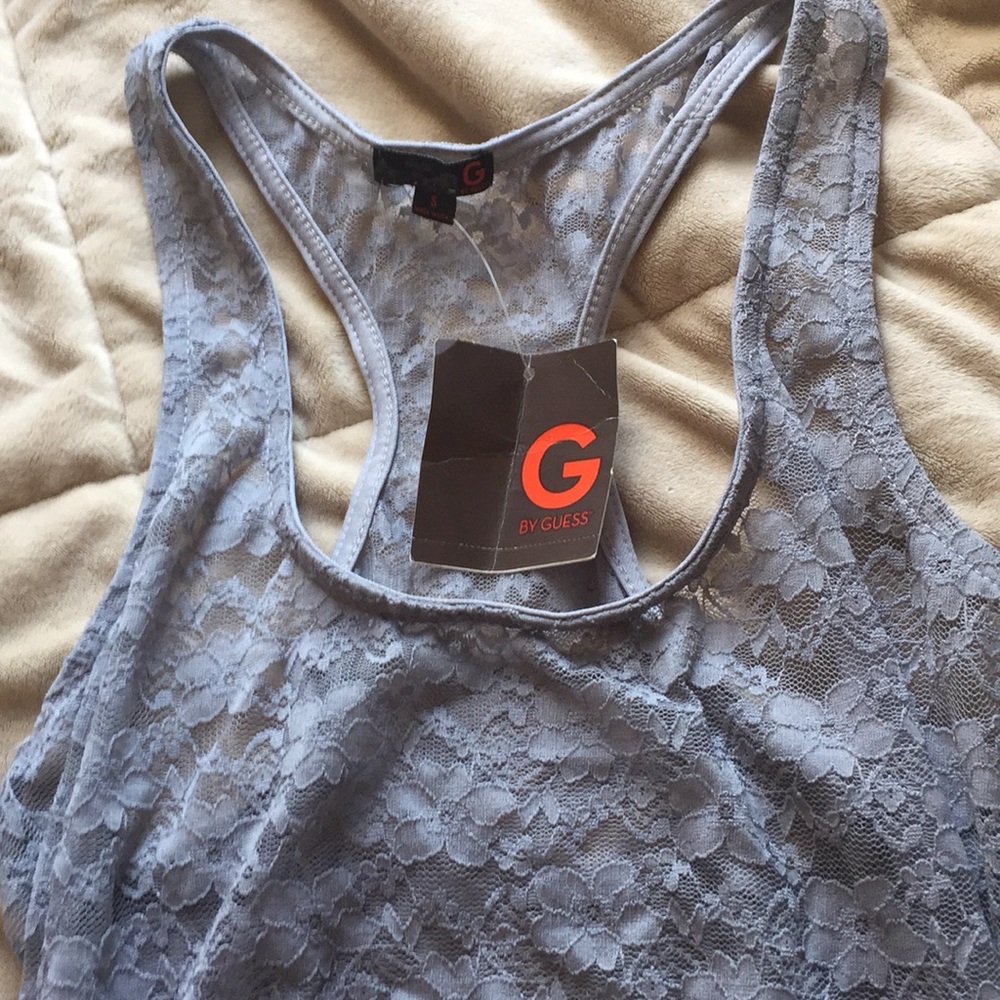 G by Guess new gray lace see through tank top - Picture 2 of 5